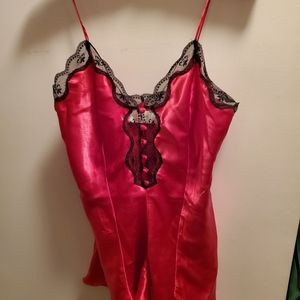 Red satin teddy
